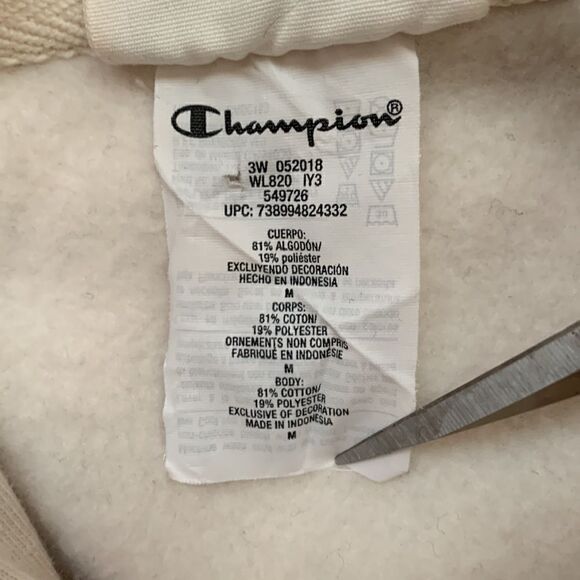Champion Reverse Weave White/ Black/ Gray Cropped Hoodie. Size M (L) - Picture 9 of 10
